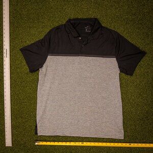 Nike Golf Tiger Woods Dri-FIT Polo Shirt Men’s L – Black Gray Striped